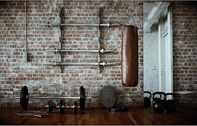 Gym Backdrop Fitness Room Indoor Sports Photography Background Workout Room with Different Weight Lifting Equipment Backdrops Muscle Training Exercise Sandbag Photo Studio Props Vinyl 20x10ft