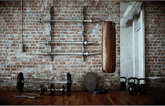 Gym Backdrop Fitness Room Indoor Sports Photography Background Workout Room with Different Weight Lifting Equipment Backdrops Muscle Training Exercise Sandbag Photo Studio Props Vinyl 20x10ft