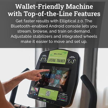 New for '26 Helix Lateral Elliptical H1000-3D | Home Lateral Trainer 3D 10" Touchscreen Tablet Console | Lateral Elliptical | Compact Cardio Machine for Lower Body Sculpting | Leg Exercise Machine