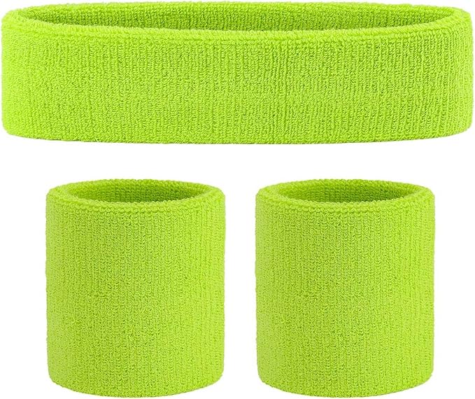 ONUPGO Sweatband Set Sports Headband Wristband Set Sweatbands Terry Cloth Wristband Wrist Sweatband Headbands Moisture Wicking Sweat Absorbing Head Band