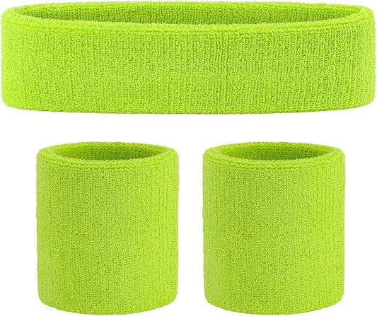 ONUPGO Sweatband Set Sports Headband Wristband Set Sweatbands Terry Cloth Wristband Wrist Sweatband Headbands Moisture Wicking Sweat Absorbing Head Band