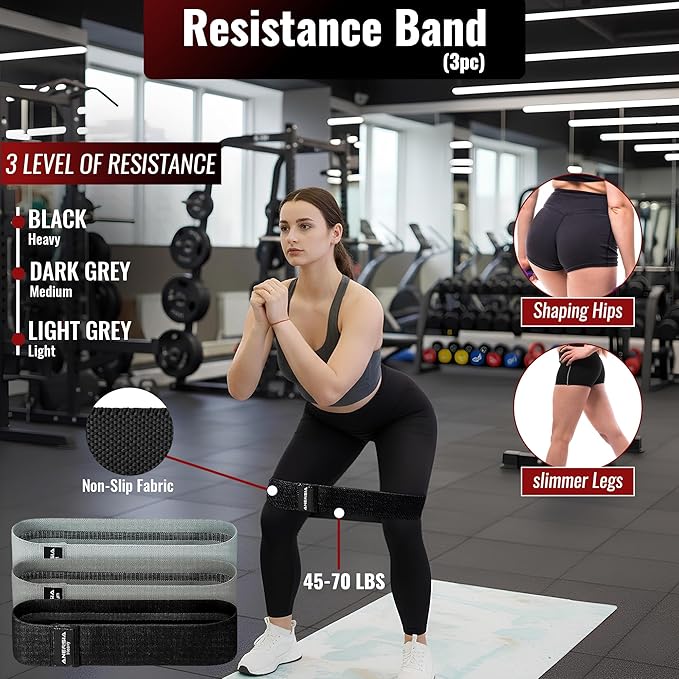 10 in 1 Barbell Pad Set for Squats & Hip Thrust – Barbell Pad with Resistance Bands, Lifting Straps, Ankle Straps & Barbell Clamps – Weightlifting Accessories Kit for Home Gym