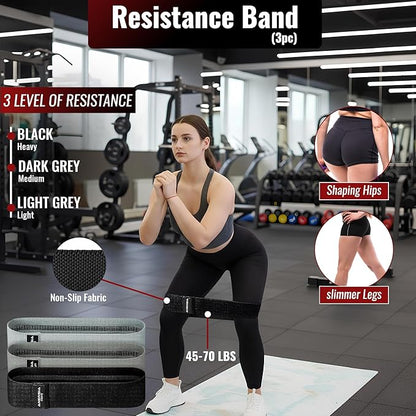 10 in 1 Barbell Pad Set for Squats & Hip Thrust – Barbell Pad with Resistance Bands, Lifting Straps, Ankle Straps & Barbell Clamps – Weightlifting Accessories Kit for Home Gym