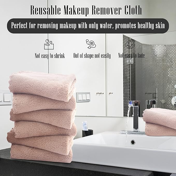 TENSTARS 12 Pack Premium Washcloths Set - Quick Drying - Soft Microfiber Coral Velvet Highly Absorbent Wash Clothes - Multipurpose Use as Bath Fitness, Spa, Facial, Fingertip Towel (Brown)