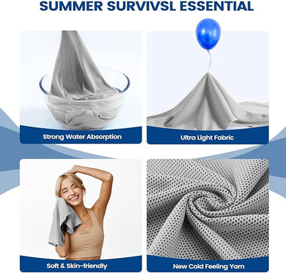 Clothirily Cooling Towels (40"x12"), Breathable Cooling Towels for Neck and Face, Men & Women Workout Towel for Hot Weather, Sweat Towel for Gym Yoga, Camping, Fitness, Running, Traveling, 6 Pack