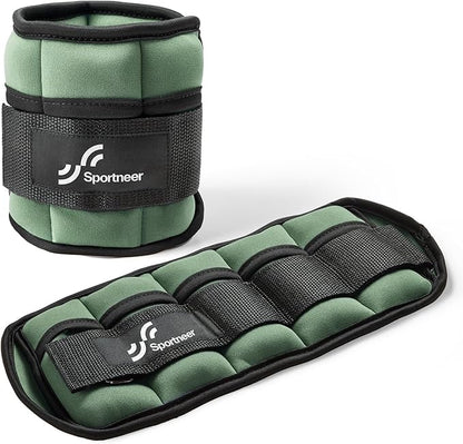 Sportneer Adjustable Ankle Weights Set - 1 Pair (2-10 lbs) Removable Sandbags for Women & Men, Comfortable Neoprene Leg Weights for Walking, Running, Pilates, Yoga, Home Workout & Physical Therapy