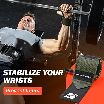 ProFitness Wrist Wraps for Weightlifting with Premium Lifting Straps - Weight Lifting Wrist Wraps and Gym Straps Ideal for Men & Women Workout & Training - Workout Straps with Wrist Support
