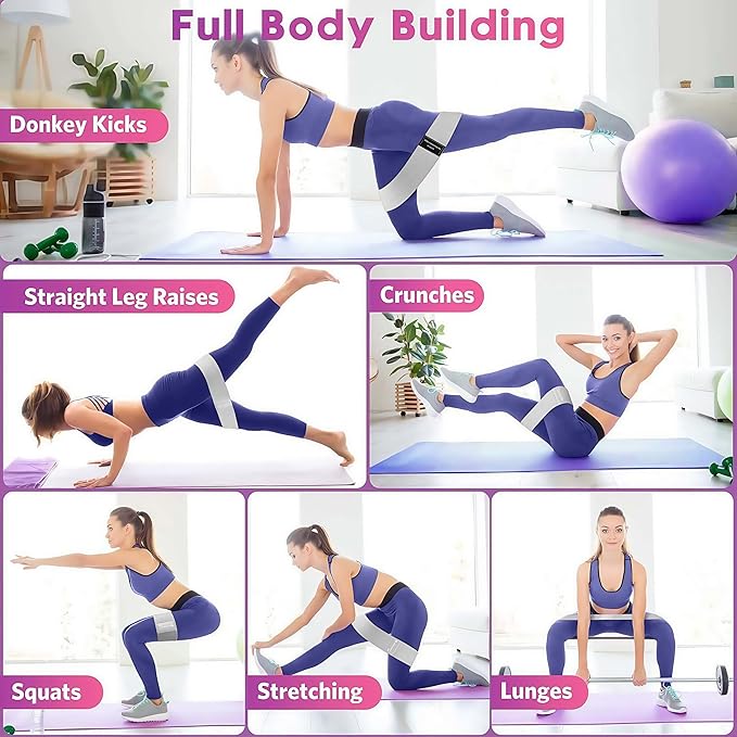 Pull Up Bands Resistance Bands Set for Working Out,8 PC Long Exercise Bands & Fabric Booty Bands for Training Hip Thigh Glute Fitness,Home Workouts,Physical Therapy for Men Women