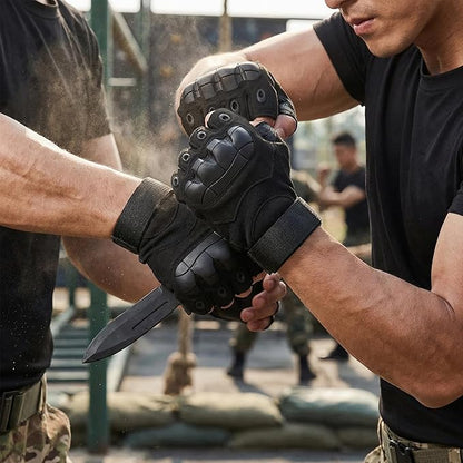 Fingerless Tactical Motorcycle Gloves for Men Women, Breathable TPU Protection, for Cycling ATV Riding Tactical Training Fitness Workout Black L