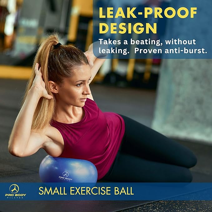 ProBody Pilates Small Exercise Ball with Pump - 9 Inch Workout Ball for Stability, Barre, Yoga, Core & Physical Therapy