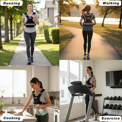 Adjustable Weighted Vest for Women and Men, 0-10lb/0-18lb with Removable Weights, Neoprene Fabric, Reflective Stripe and Padded Shoulders for Walking and At-Home Cardio
