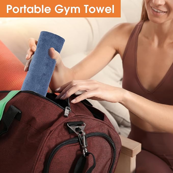 3 Pack Microfiber Gym Towels (14.2" x 30"), Super Soft, Quick Drying, Absorbent Towel for Fitness, Yoga, Swimming, Sports, Workout, Skin-Friendly for Women Men (Grey/Blue/Purple)