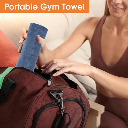 3 Pack Microfiber Gym Towels (14.2" x 30"), Super Soft, Quick Drying, Absorbent Towel for Fitness, Yoga, Swimming, Sports, Workout, Skin-Friendly for Women Men (Grey/Blue/Purple)