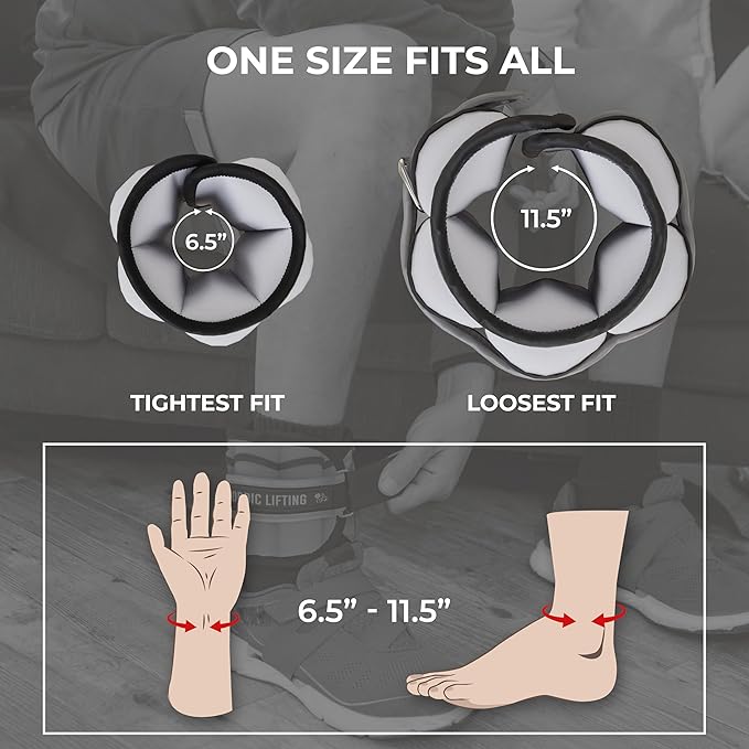 Nordic Lifting Adjustable Ankle Weights for Women & Men – 1 Pair (2–10 lbs) Wrist, Arm & Leg Weights for Gym, Yoga & Home Workouts – Secure Fit Strap Design – Durable Fitness Training Equipment