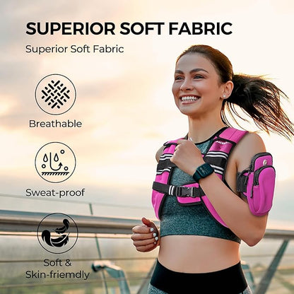 PACEARTH Weighted Vest,6lb/8lb/10lb/12lb/16lb/20lb/25lb/30lb Weight Vest with Reflective Stripe, Body Weight Vests for Women, Men, Weight Loss Workout, Strength Training, Running, Walking, Jogging
