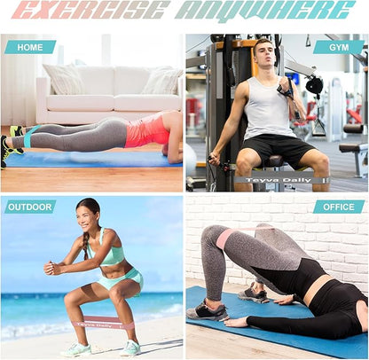 50 Pcs Resistance Loop Exercise Bands for Booty Workout Stretch Exercise Bands 5 Level Each Set with Storage Bag Non Slip for Legs Squat Resistance Loop Women Men Fitness