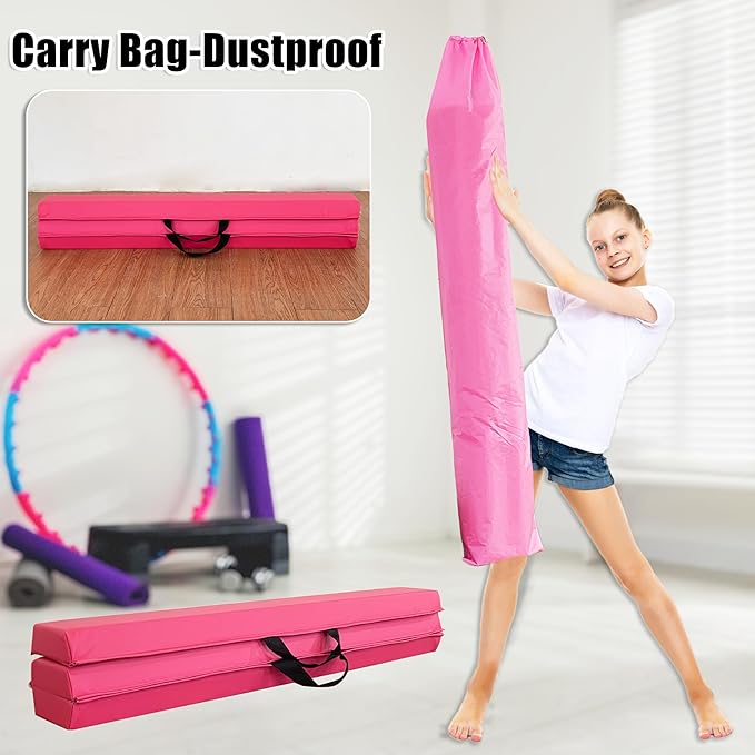 MARFULA 6 FT / 8 FT / 9 FT / 10 FT Folding Gymnastic Balance Beam for Kids with Carry Bag for Home and Club Use