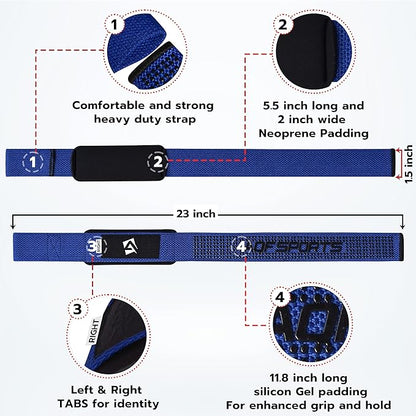 AQF Lifting Wrist Straps for Weightlifting, Powerlifting & Deadlifts – 23” Neoprene Padded Cotton Straps for Strength Training & Gym Workouts - Maximum Grip Support for Men & Women
