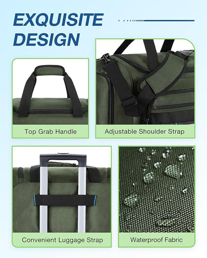 BAGSMART Gym Bag for Men & Women, Sports Travel Duffel Bag Carry-on Bag, Lightweight Weekend Overnight Bag with Shoe Compartment & Wet Pocket, Water-resistant Workout Duffle Bag for Travel Gym -Green