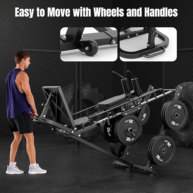Dripex Leg Press Machine, Leg Press Machines for Home Gym, Professional Leg Press Hack Squat Machine Combo with 4 Weight Plate Storage Holders for Full Lower Body Workout - Weight Plates Not Included