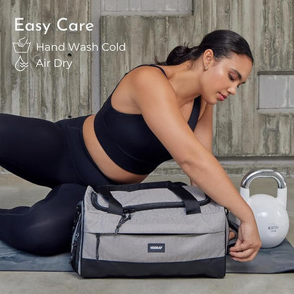 Vooray 23L Boost Duffle Bag – Small Gym Bag for Women and Men with Shoe Compartment, Durable Sports Tote and Travel Duffel for Training, Overnight and Weekend Trips - Herringbone