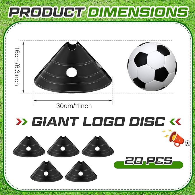 ShinyRelief Jumbo Disc Cones Jumbo Soccer Cones with Mesh Bag Giant Large Agility for Soccer Training Adult Sports