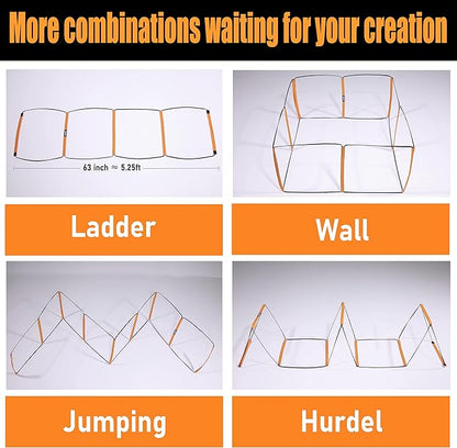 Agility Ladder, Agility Training Equipment, Soccer Speed Ladder, Football Footwork Ladder, Workout Ladder for Kid Adult, Foldable Instant Set-up & Tangle-Free & Carry Bag(4/8/8+4/12 Rung)