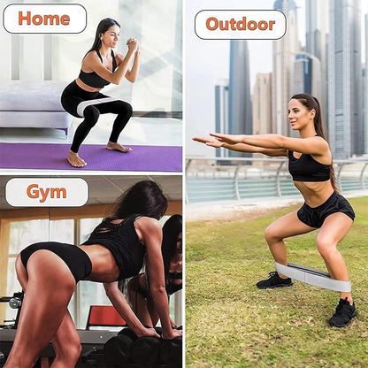 3 Booty Bands Pilates Flexbands Hip Thigh Glute Bands Set Stretch Exercise Bands Fabric Elastic Exercise Resistance Band for Working Out Legs Bands with Workout Bands Guide.