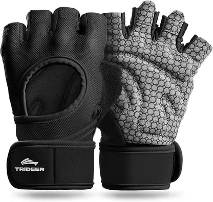 Trideer Weight Lifting Gloves for Women Men with Wrist Support, Workout Gloves Women Full Palm Protection for Gym Training, Fitness, Weightlifting & Pull Ups