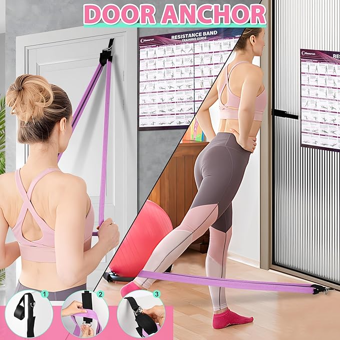 Pull Up Bands Resistance Bands Set for Working Out,8 PC Long Exercise Bands & Fabric Booty Bands for Training Hip Thigh Glute Fitness,Home Workouts,Physical Therapy for Men Women