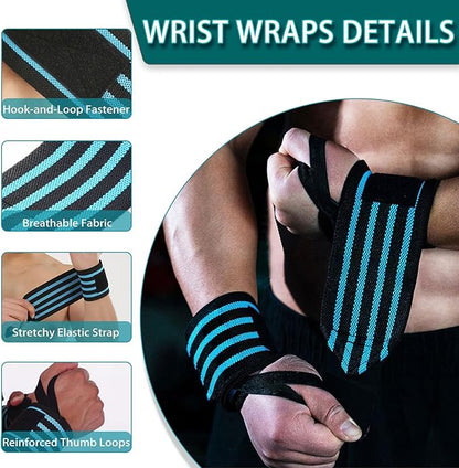 Wrist Wraps for Weightlifting 18" Professional Gym Wrist Straps for Lifting with Heavy Duty Thumb Loop Support for Powerlifting,Bench,Cross Training, Elastic Wrist Brace for Men Women Work Out