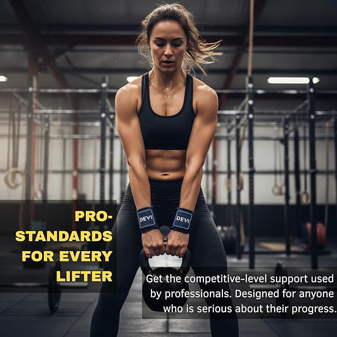 Wrist Wraps for Weightlifting 18" with Thumb Loop- Professional Quality, Best Wrist Support Wraps for Gym, Powerlifting Competition, Bodybuilding, Strength Training, Curls & Dips, Bench Press- Men and Women (Pair) DEVI
