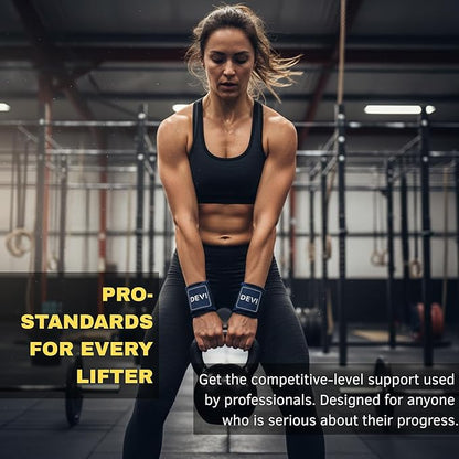 Wrist Wraps for Weightlifting 18" with Thumb Loop- Professional Quality, Best Wrist Support Wraps for Gym, Powerlifting Competition, Bodybuilding, Strength Training, Curls & Dips, Bench Press- Men and Women (Pair) DEVI