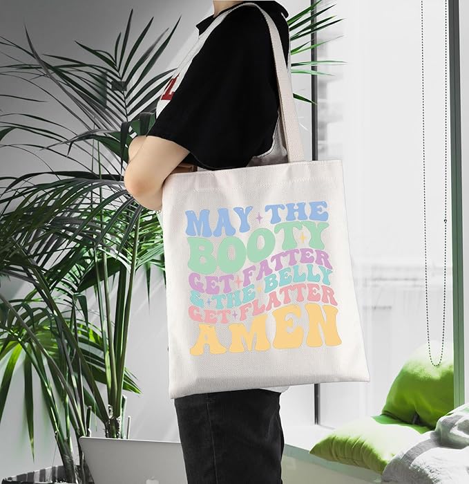 ENSIANTH Funny Gym Gift Fitness Sarcasm Tote Bag Peach Booty Gift Workout Motivation Shoulder Bag Weight Training Gift
