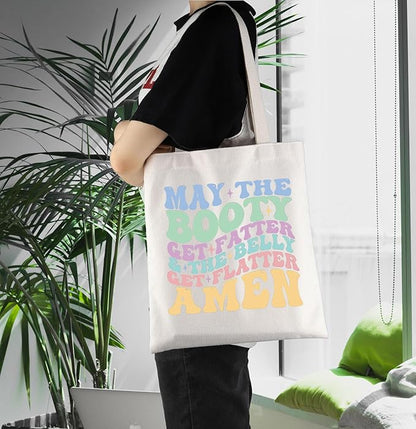 ENSIANTH Funny Gym Gift Fitness Sarcasm Tote Bag Peach Booty Gift Workout Motivation Shoulder Bag Weight Training Gift