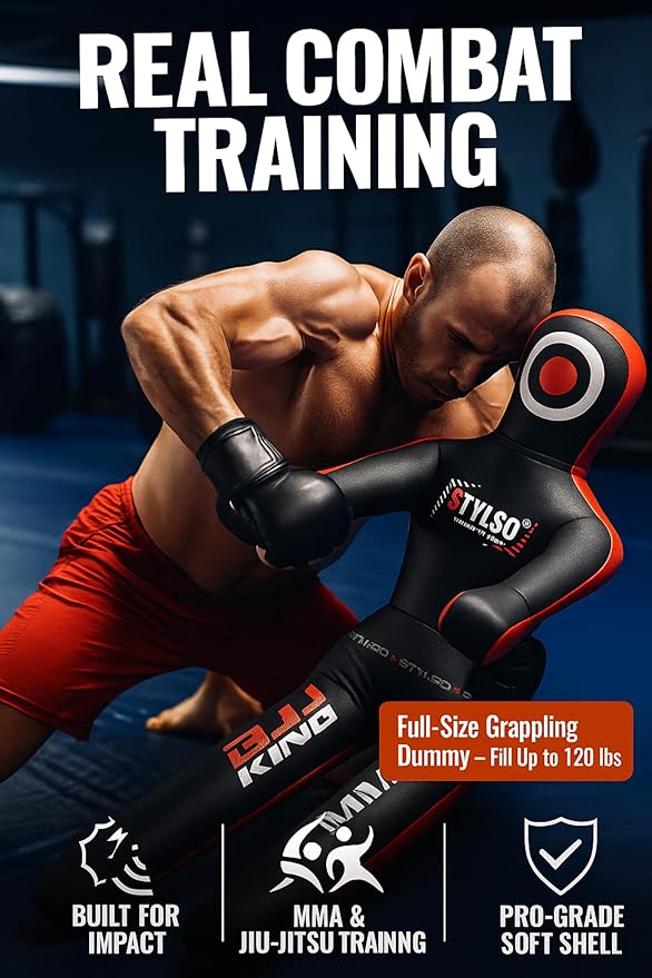 Unfilled Grappling Dummy – Adult Life Size Wrestling & BJJ Training Dummy, MMA Jiu Jitsu Judo Takedown & Throwing Practice, Heavy-Duty Triple-Stitched Canvas Submission Dummy