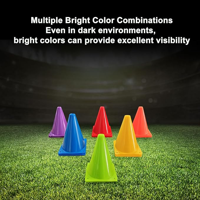 Soccer Cones for Sports Training: Soccer Cones Training Agility Field Marker for Skating Basketball Football Practice Indoor Outdoor 7 Inch 24 Pack Activity Obstacle Course 6 Colors