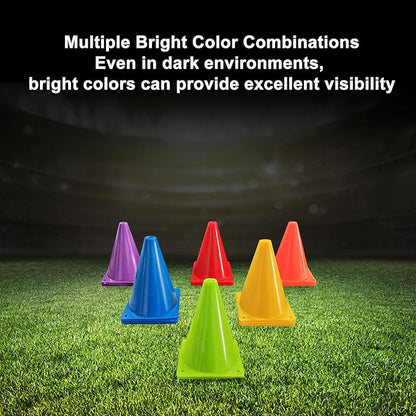 Soccer Cones for Sports Training: Soccer Cones Training Agility Field Marker for Skating Basketball Football Practice Indoor Outdoor 7 Inch 24 Pack Activity Obstacle Course 6 Colors