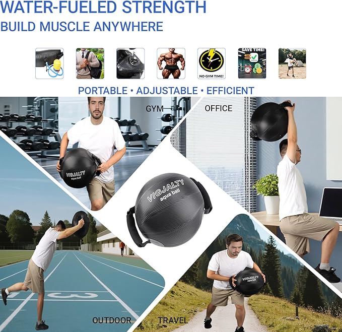 Heavy Aqua Bags-Water weight Bag 38-66Ibs - Ultimate Core Water Weights Aqua Ball-Adjustable Workout Sandbag Alternative for Full Body Exercise, Portable Stability Fitness & Balance Trainer Equipment