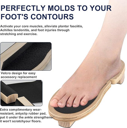 Ankle Foot Strengthener Trainer for Sprained Ankle, Ankle Balance Board for Stability Exercises, Severe Ankle Injury Rehab Physical Therapy, Anti-Slip Wood Wobble Board