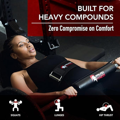 Dark Iron Fitness Barbell Pad w/Extra Thick Foam Padding, Non-Slip Hook and Loop Closure for Olympic Bars Weight Training Shoulder & Neck Protection Support, for Squats Hip Thrusts Lunges