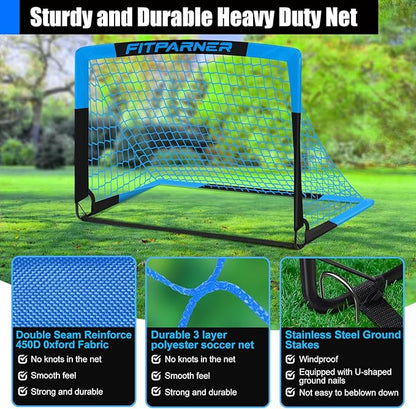 Kids Soccer Goals for Backyard Set - 2 Pack of Portable Pop Up Soccer Nets with Ball,Cones,Complete Training Equipment Kit for Toddler,Youth,Kids Age 3-14,Outdoor Sports Game