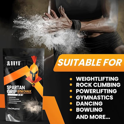 BRYO Spartan Grip Loose Chalk Bag Refill - 3.5oz - Premium Sports Chalk for Enhanced Grip - Ideal for Weightlifting, Climbing, Gymnastics, and More