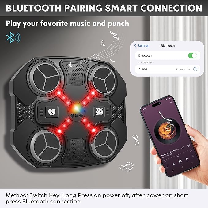Music Boxing Machine Sport Toys for Kids and Adults,Wall Mounted Bluetooth Smart Punching Target,Training Pad Toy with Boxing Glove,Ideas Toys for Boys Girls Kids 3 4 5 6 7 8 9 10 11 12+ Years Old