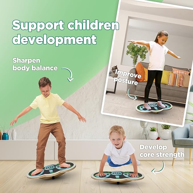 Wooden Balance Board Kids, Wobble Board For Balance, Balance Board Toddler Supporter, Balance Boards for Stability and Core Training