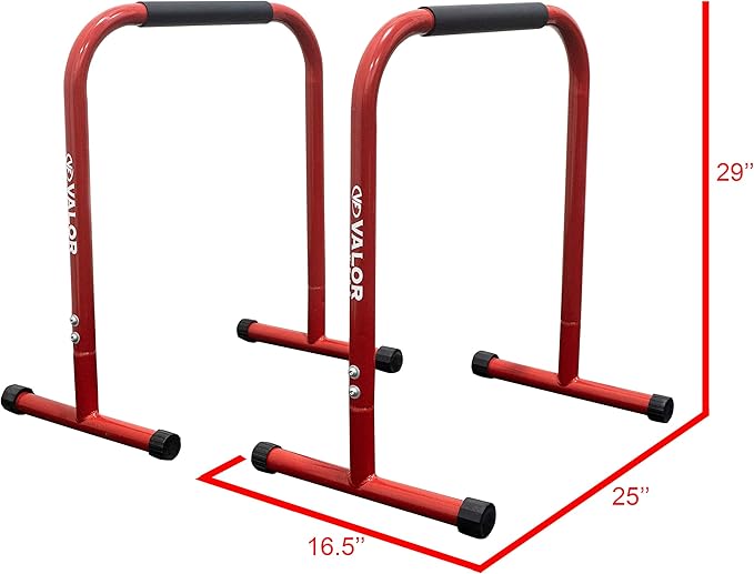 Valor Fitness Non-Slip Dip Station Stands – Bodyweight Exercise Equipment for Dips, L-Sits, Rows, Push-Ups, Pull-Ups Uppr Body Workout - Home Gym Strength Training