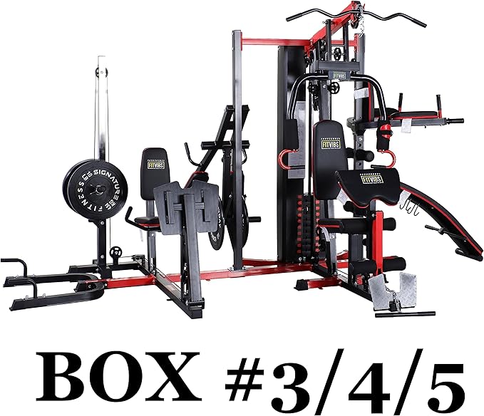 Fitvids Multifunctional Home Gym System Workout Station with Leg Extension and Preacher Curl, 122.5LB Weight Stack, Multiple Options, Multiple Packages