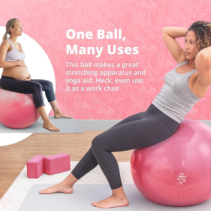 Greater Goods Yoga Ball Anti-Burst Exercise Ball for Pilates, Stability, Pregnancy & Workouts, Includes Pump, in Multiple Sizes and Colors