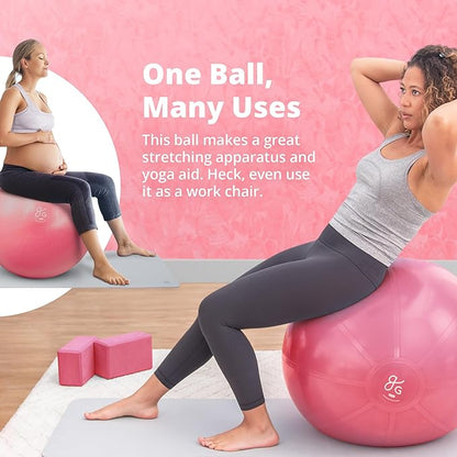 Greater Goods Yoga Ball Anti-Burst Exercise Ball for Pilates, Stability, Pregnancy & Workouts, Includes Pump, in Multiple Sizes and Colors