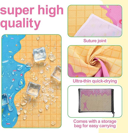 Peryiter 20 Pcs Ice Cream Drip Baseball Towel 40 x 12 Inch Breathable Ice Towel with Storage Bag Quick Dry Baseball Team Gift Fitness Camping Gym Running Sports Party Favors Men Women Coach Gift